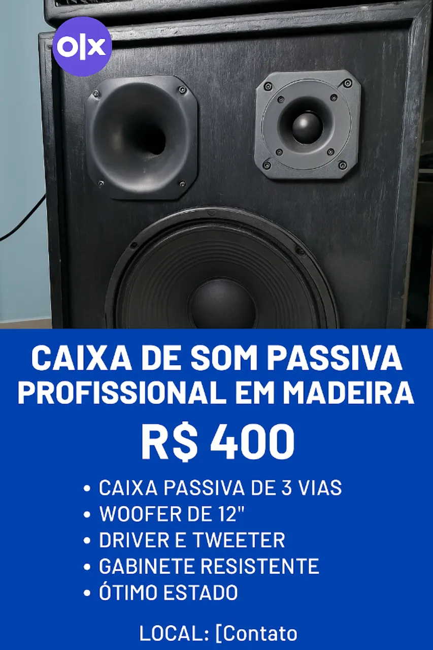 Caixa de Som Passiva Profissional em Madeira - Potente e Robusta!