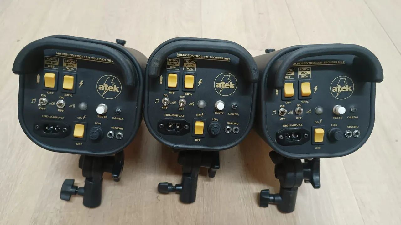 Kit 3 Tocha Atek 200 Master Digital Flash Micro Controller - Câmeras e ...