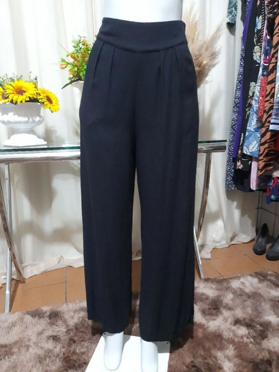 Calça Feminina em Viscolinho, cós alto