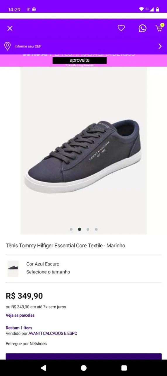 Tênis Tommy Hilfiger Azul - n° 40 - Foto 4