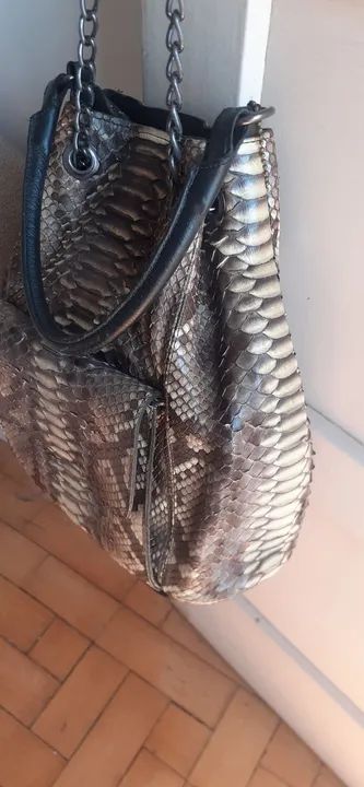 Bolsa de Ombro em Couro Python
