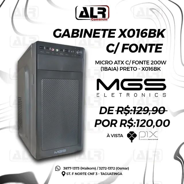 GABINETE MICRO ATX COM FONTE DE 200W ATX PRETO MGS POWER