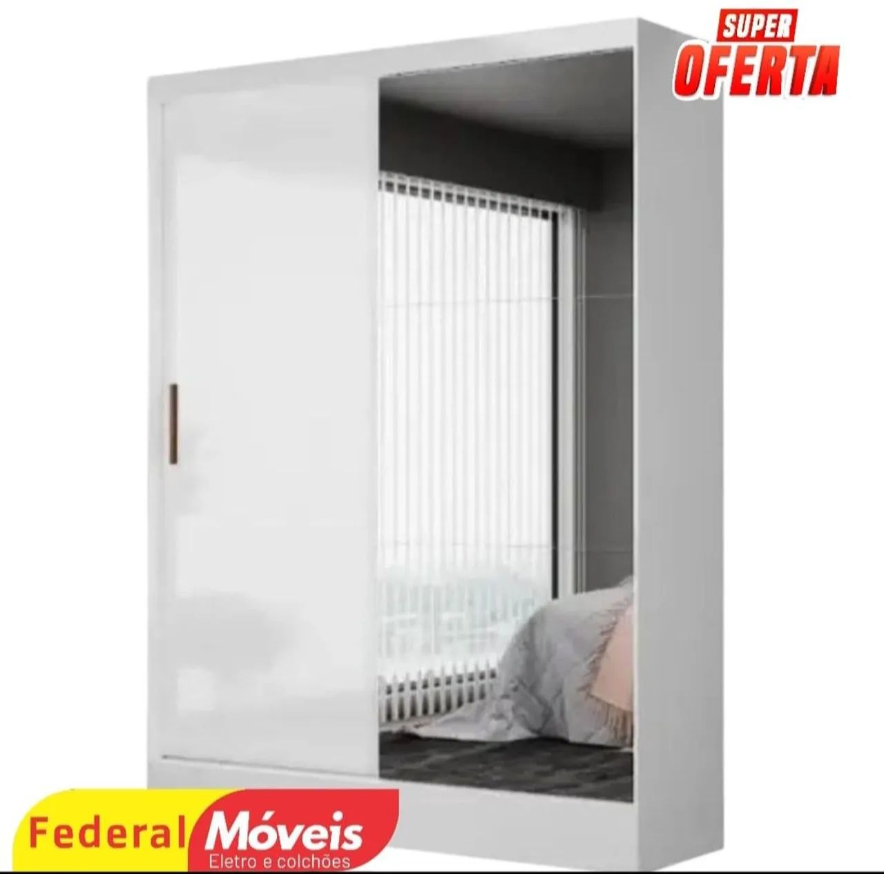 Guarda Roupa com Espelho - 2 Portas de Correr e 2 Gavetas, Novo e Elegante!
