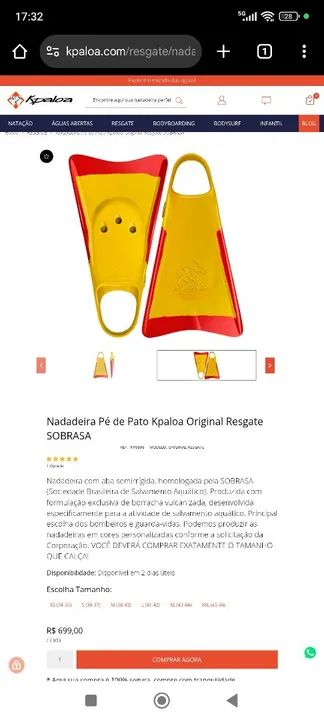 Nadadeira Pé de Pato Kpaloa XL