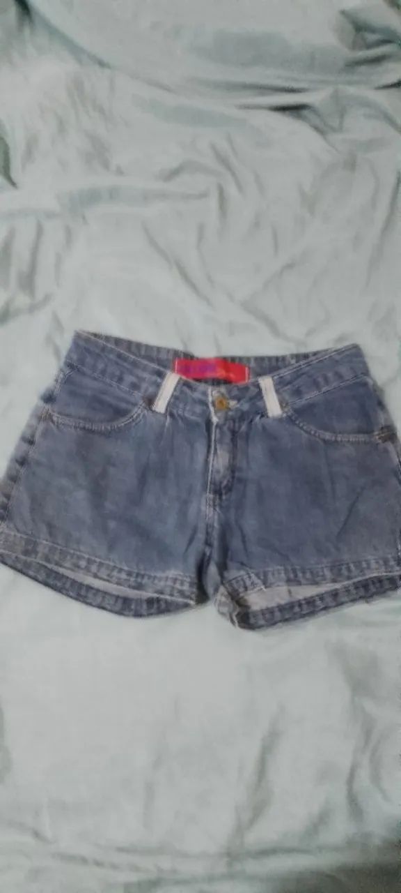 Short jeans azul, tam. 38