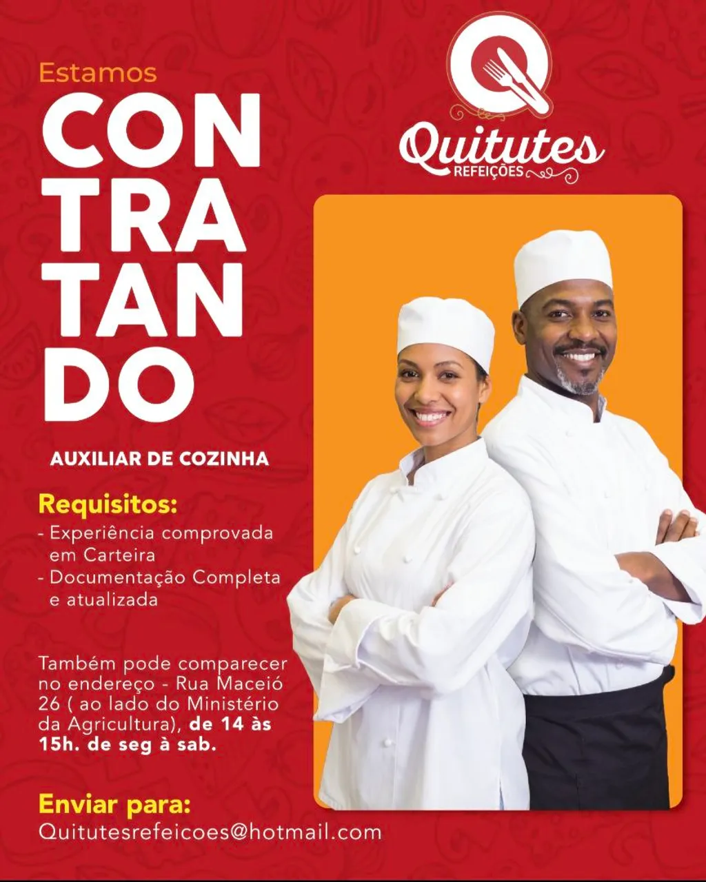 Vaga para auxiliar de cozinha