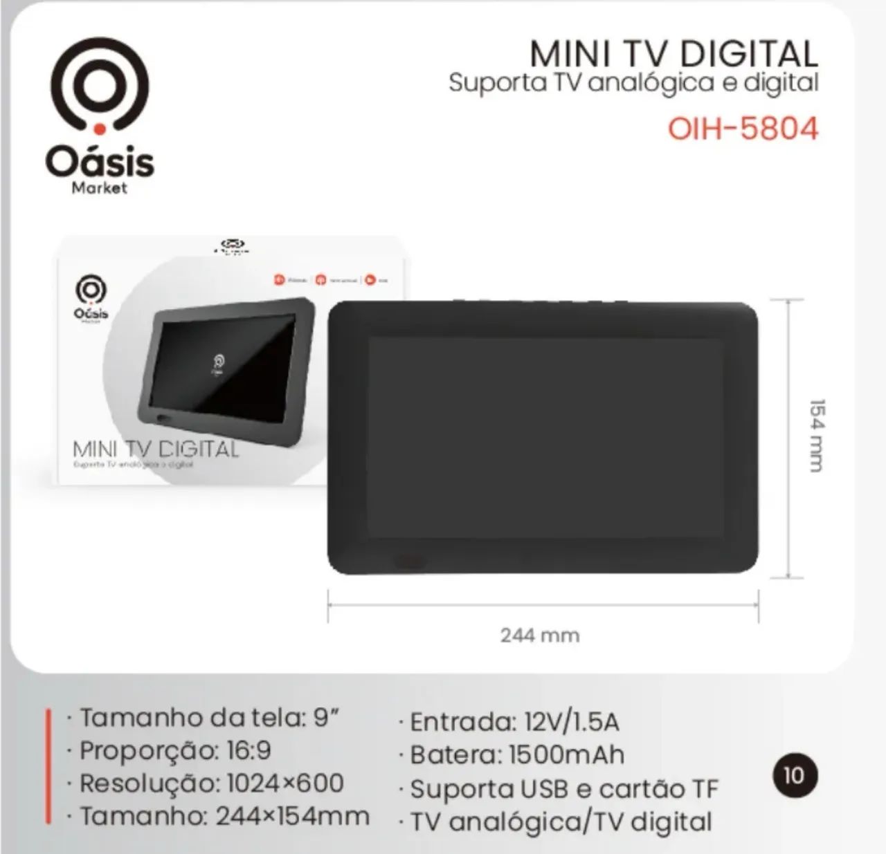 Mini Tv Digital Portátil De 9 Polegadas Recarregavel - Foto 2