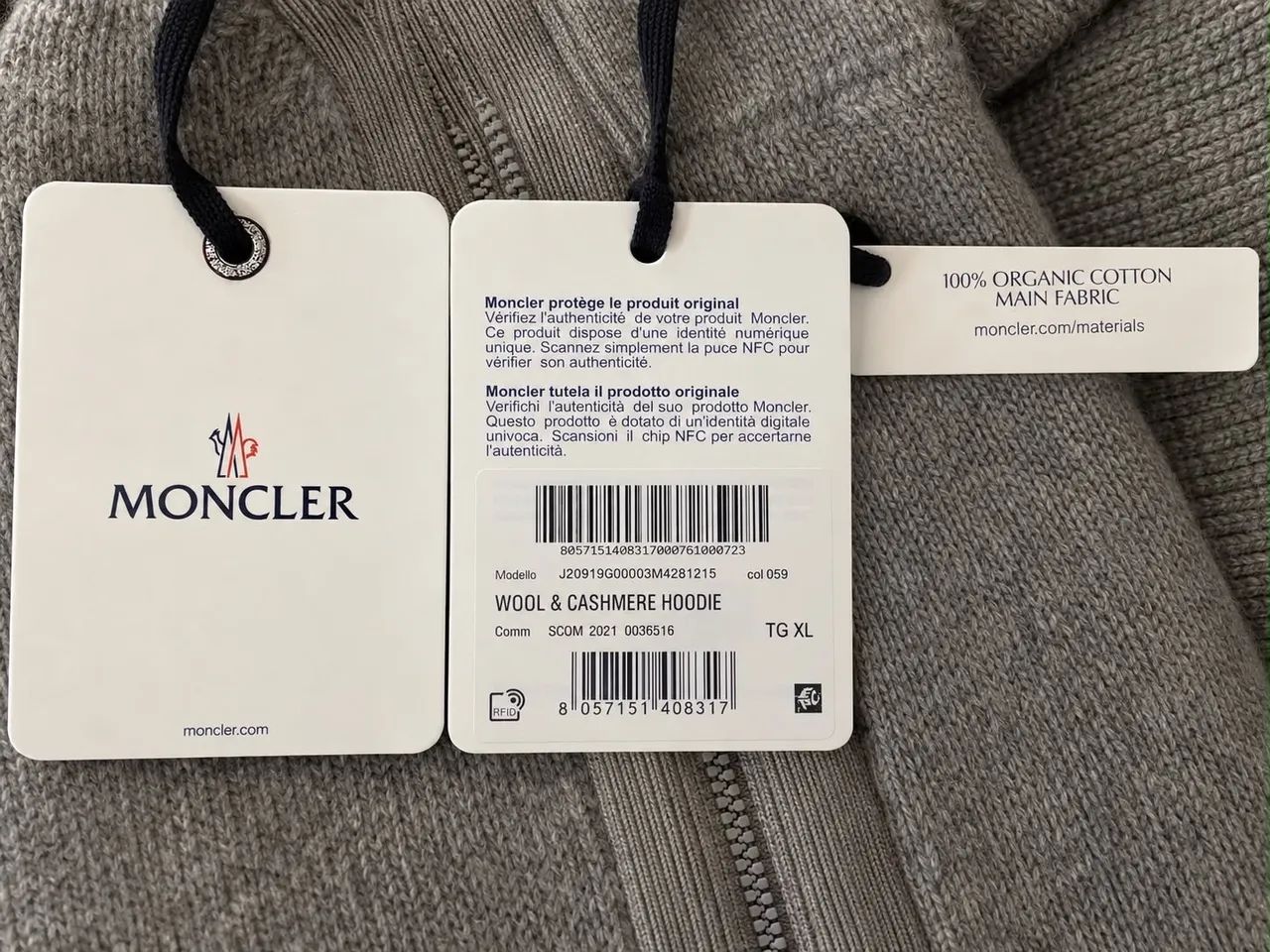 Moncler wool cashmere Tricô com capuz L e XL - Foto 5