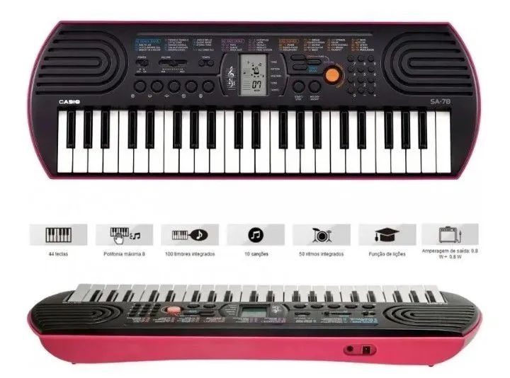 Teclado Casio SA-78 - Rosa com Preto