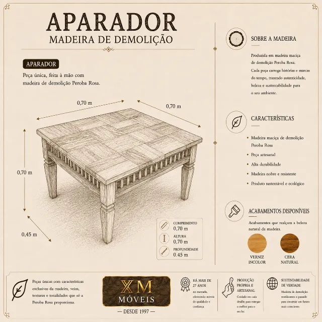 MESA DE CENTRO DEMOLIÇÃO PEROBA ROSA - Foto 4