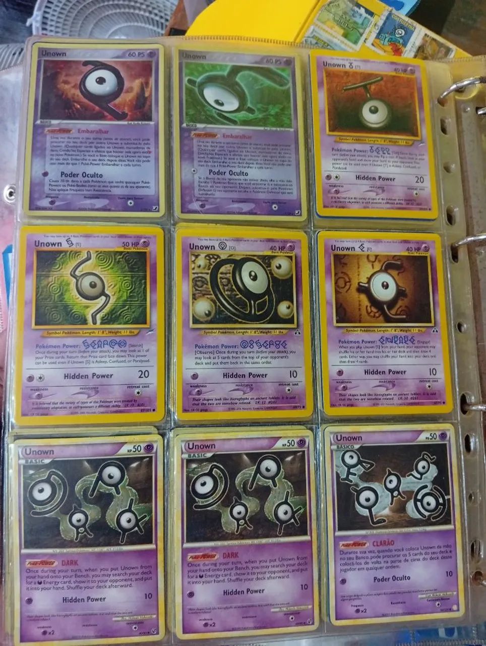 Cartas pokémon Unown 