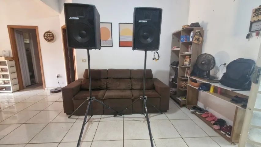 Kit Caixa Datrel 12' Ativa + Passiva 250w + 2 Tripés + Cabo