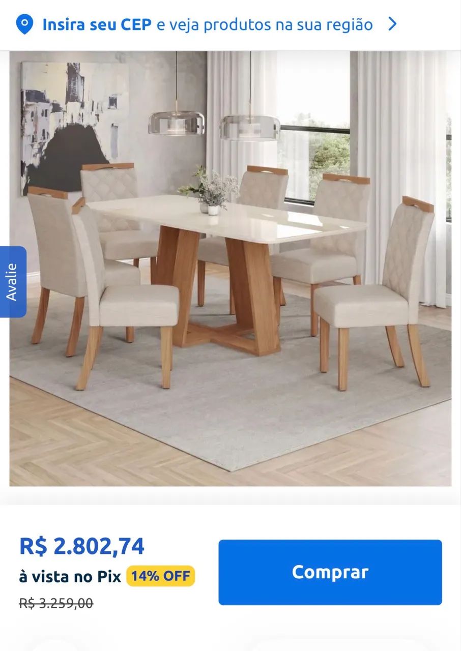 Mesa 6 Lugares, Tampo de Vidro - Foto 4