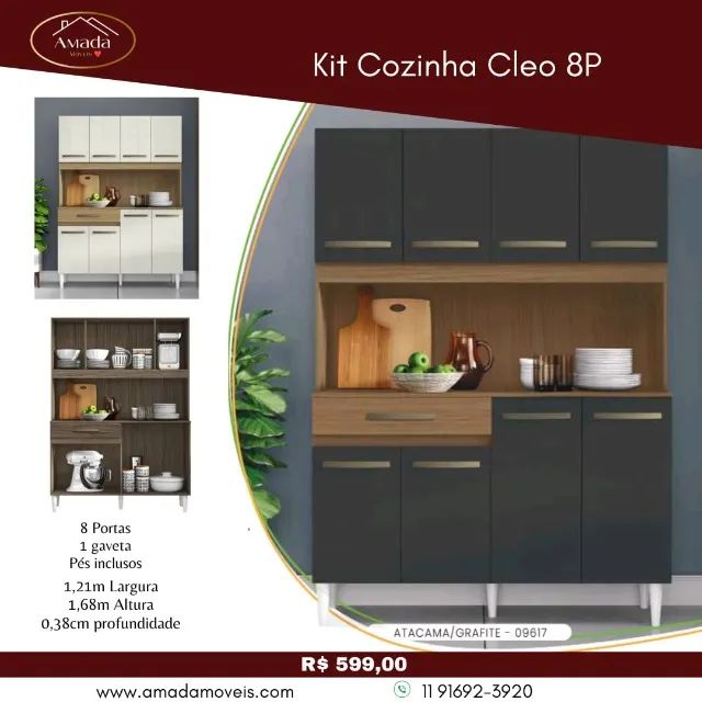 Kit Cozinha Cléo 8P, a pronta entrega 