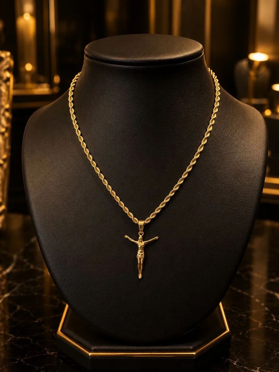 Conjunto Trancelim e Cristo em Ouro 18K 750