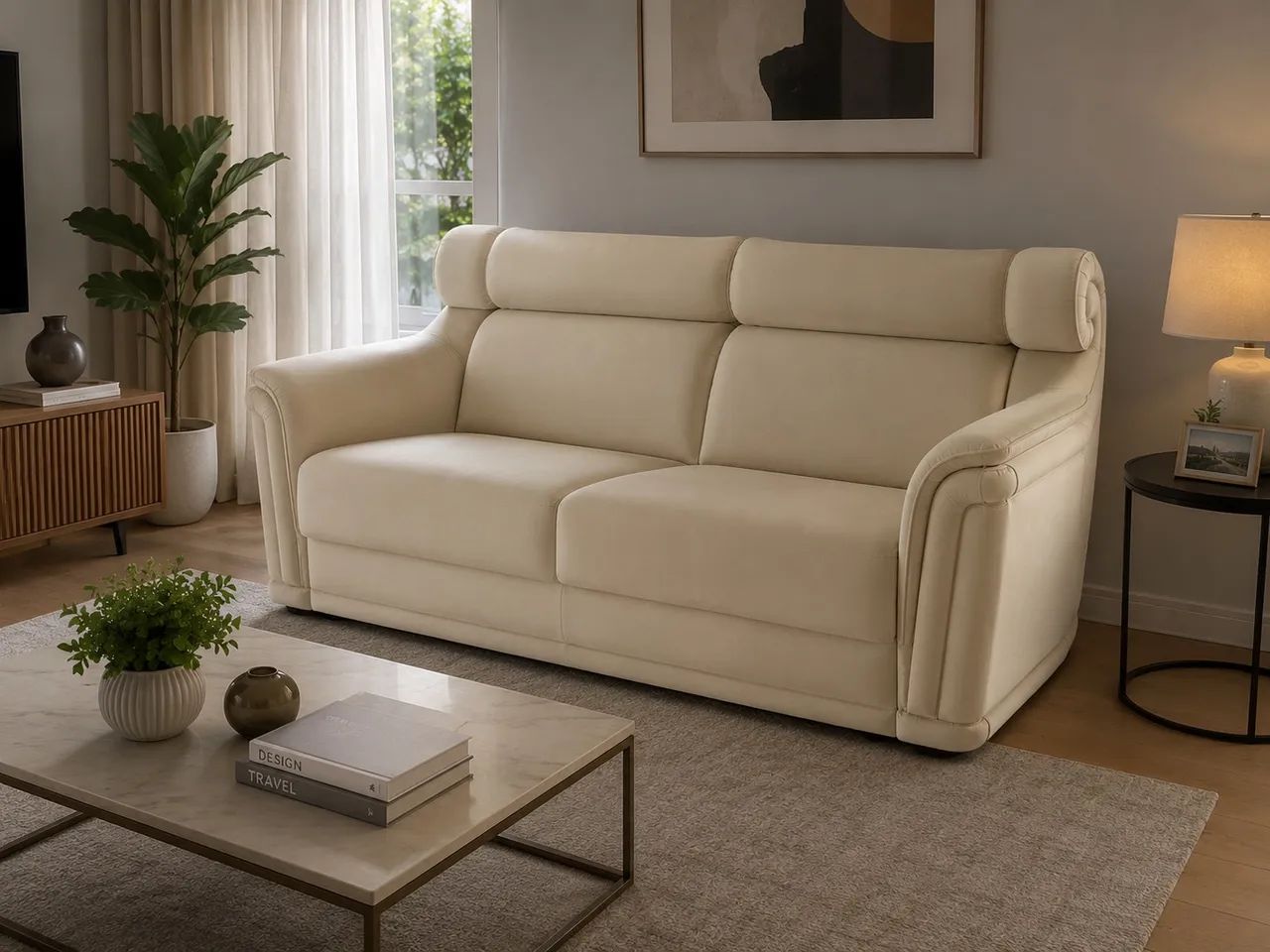 Sofá em Couro Naval - 1,36 m | Elegância e Conforto