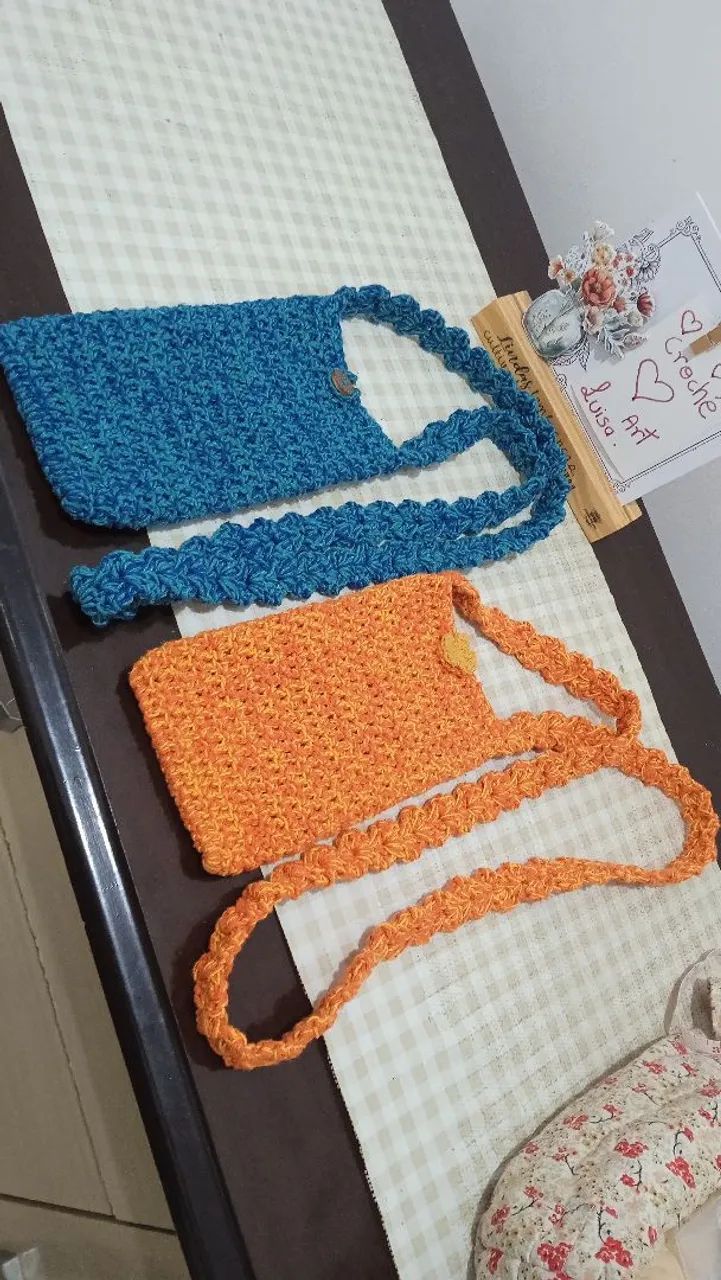bolsas porta celular crochê 