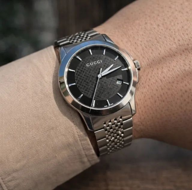 Relógio Gucci swiss 126.4 original aço inox com caixa e certificado