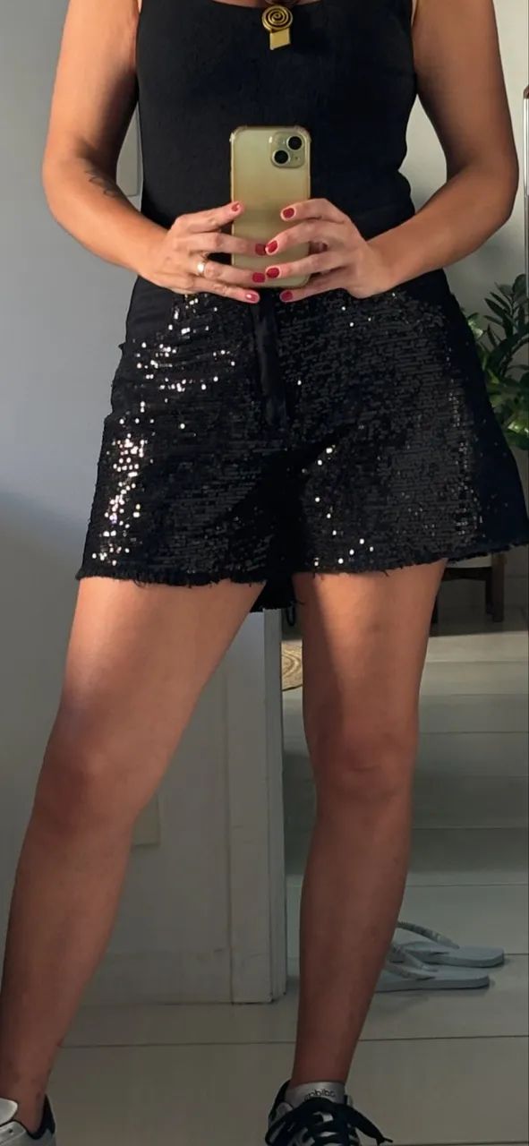 Short preto paetê brilho  - Foto 3
