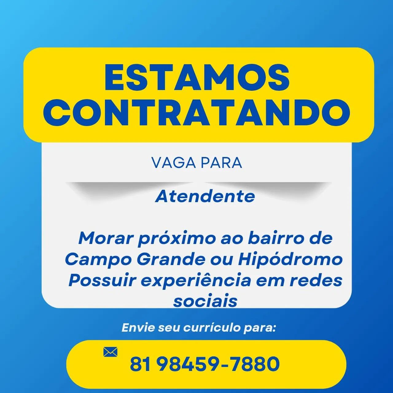 Vaga de atendente 