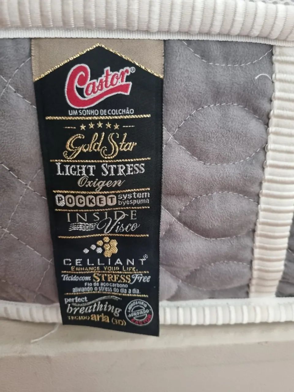 Cama Box Solteirão Castor Gold Star Light Stress (93x203) + Base - Impecável com NF - Foto 2