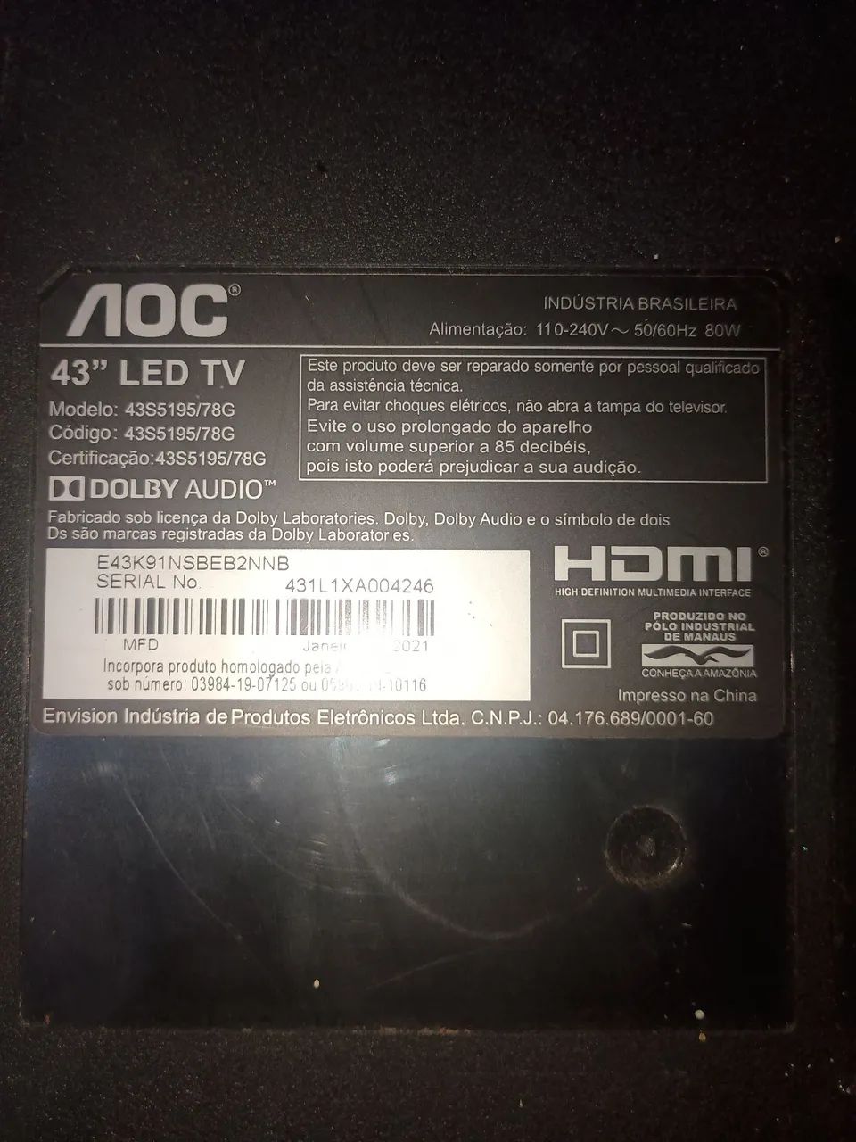 Vende-se um conjunto de placa da tv smart AOC 43 polegadas  - Foto 2