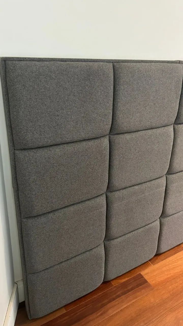 Cabeceira de Cama Estofada Cinza Limpa e Higienizada - Acabamento Premium - Foto 2