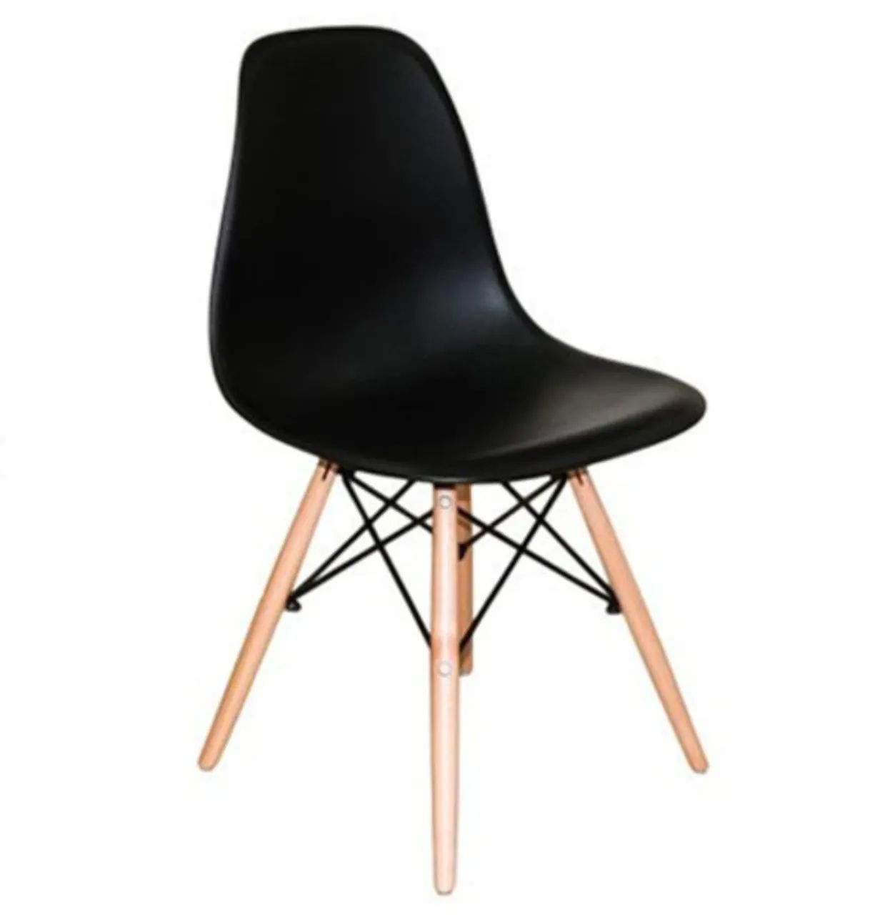Cadeira Eames Elegante Preta com pés de madeira - Foto 4