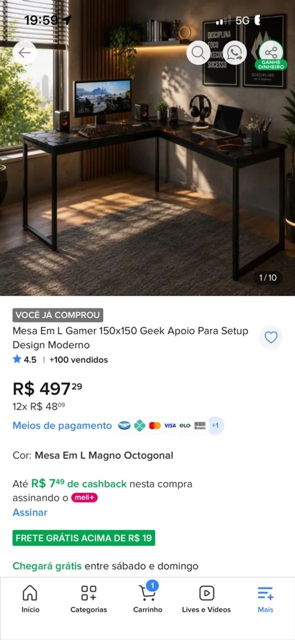 Mesa pc gamer em L 