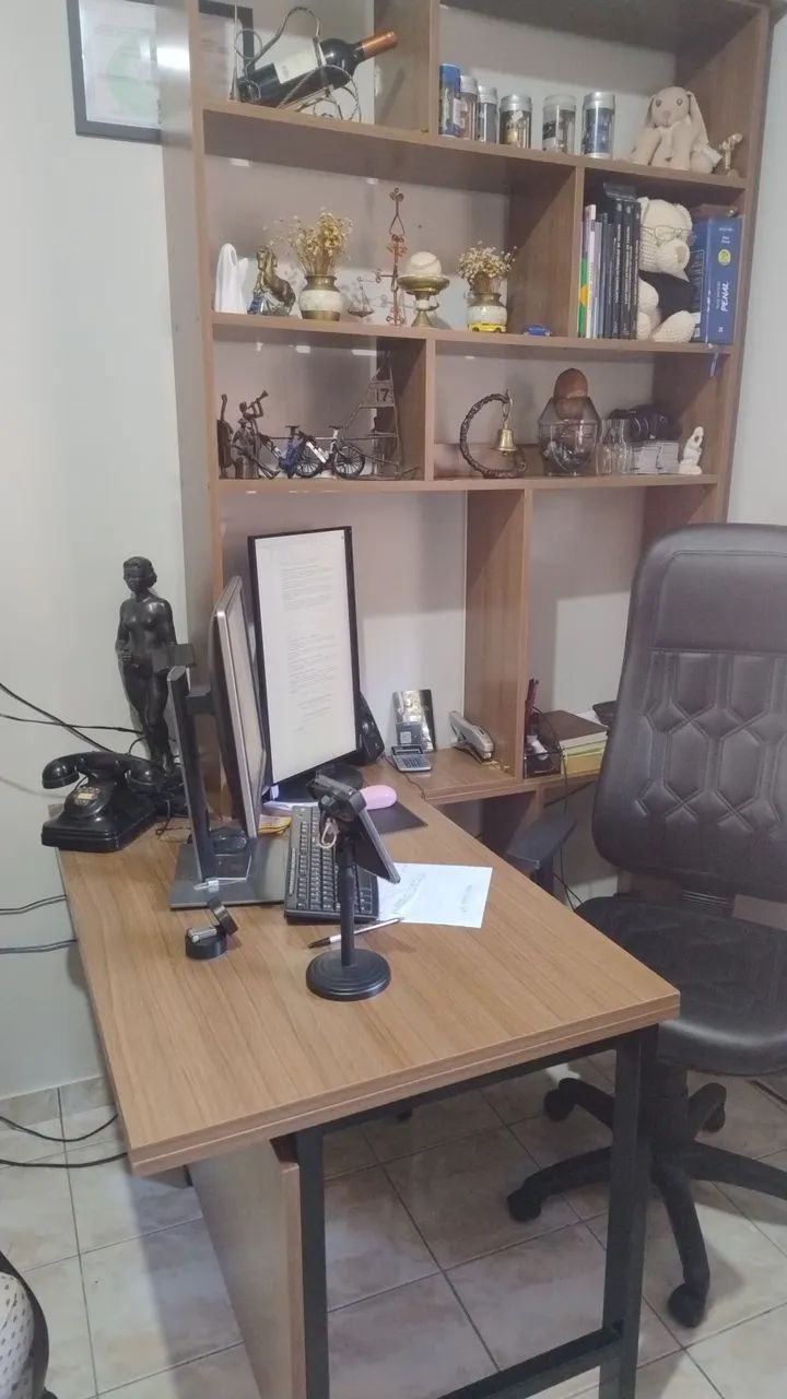 MESA para escritório com  ESTANTE - MDF - ACOPLADA.  - Foto 4
