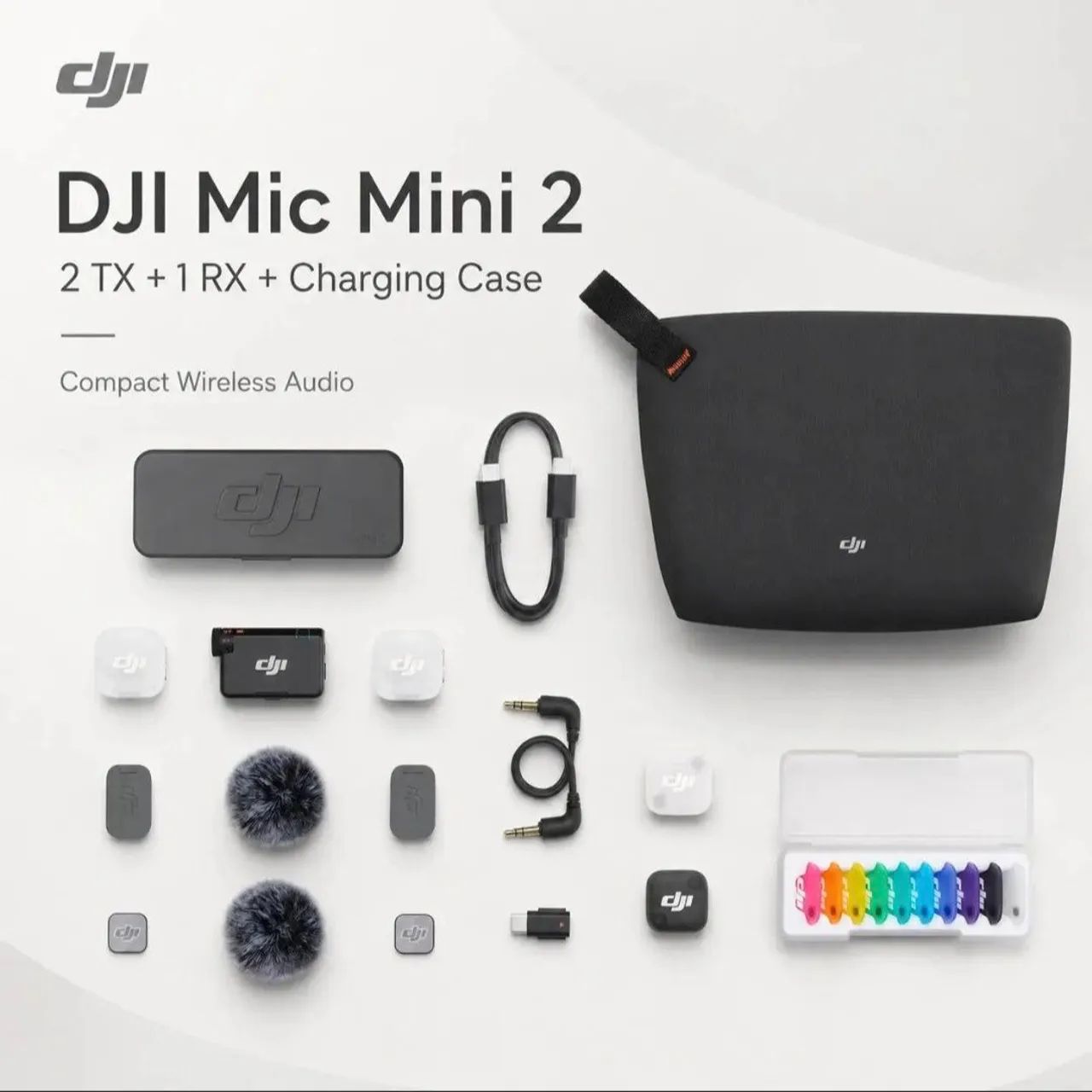 Microfone DJI Mic Mini 2 Original - Kit Completo com 2 Microfones, Receptor e Case