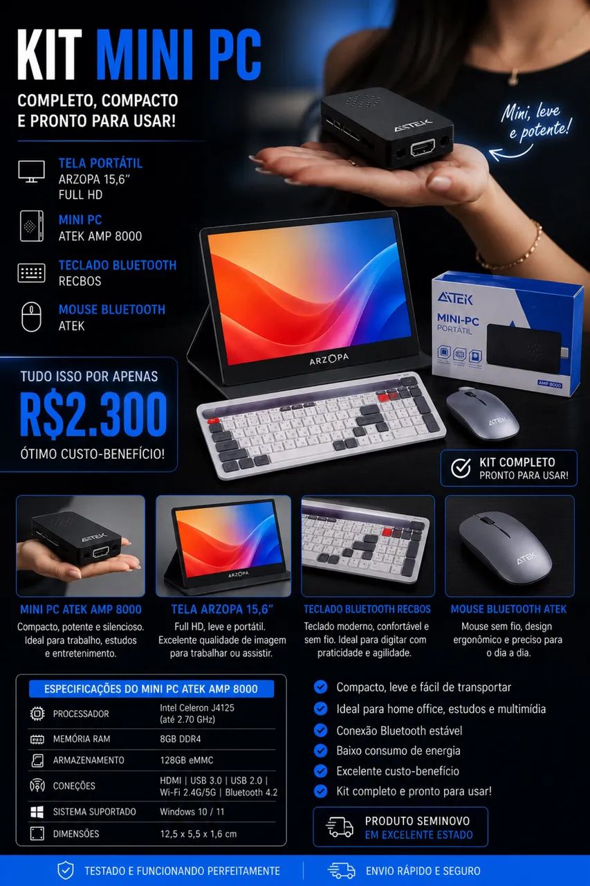 Mini Pc Portátil Wi-Fi Bluetooth hdmi - Foto 3
