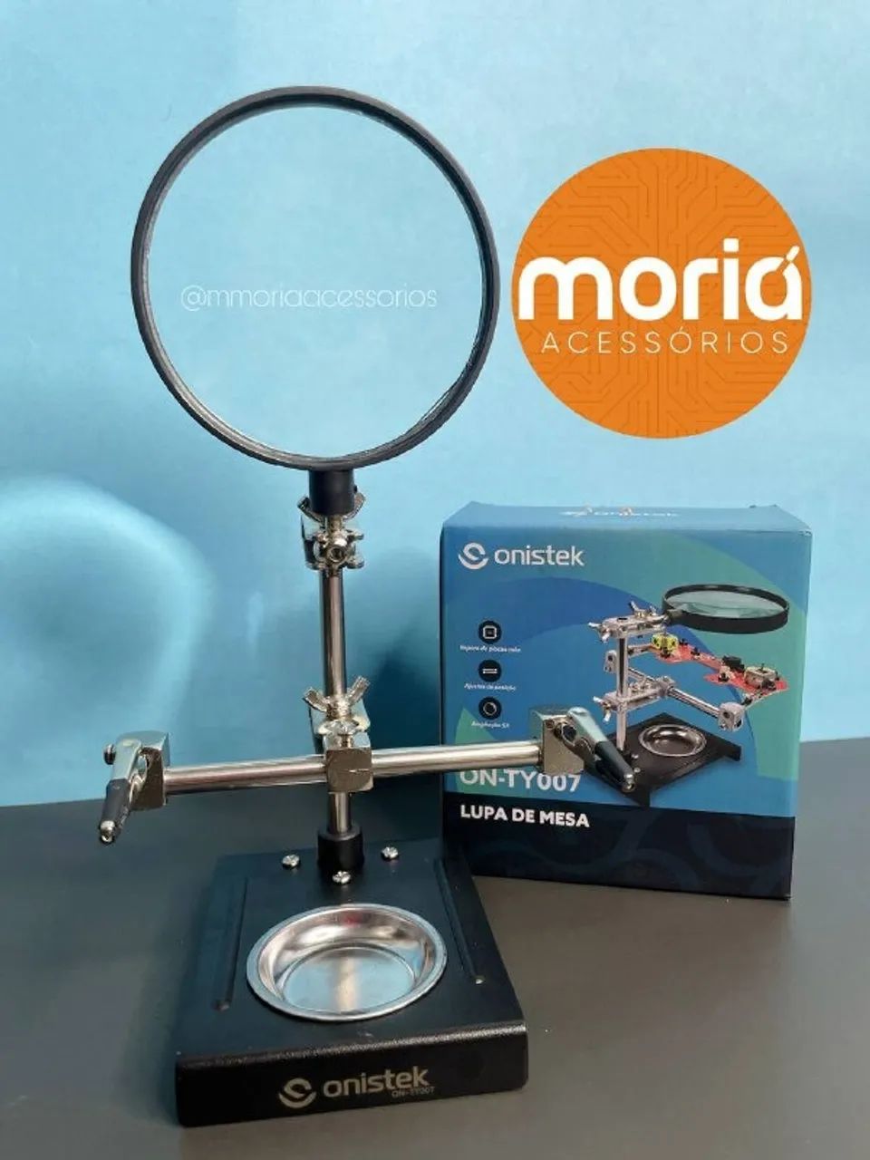 Lupa De Mesa Bancada Zoom 5x Lente Aumento Com Garras - Foto 2
