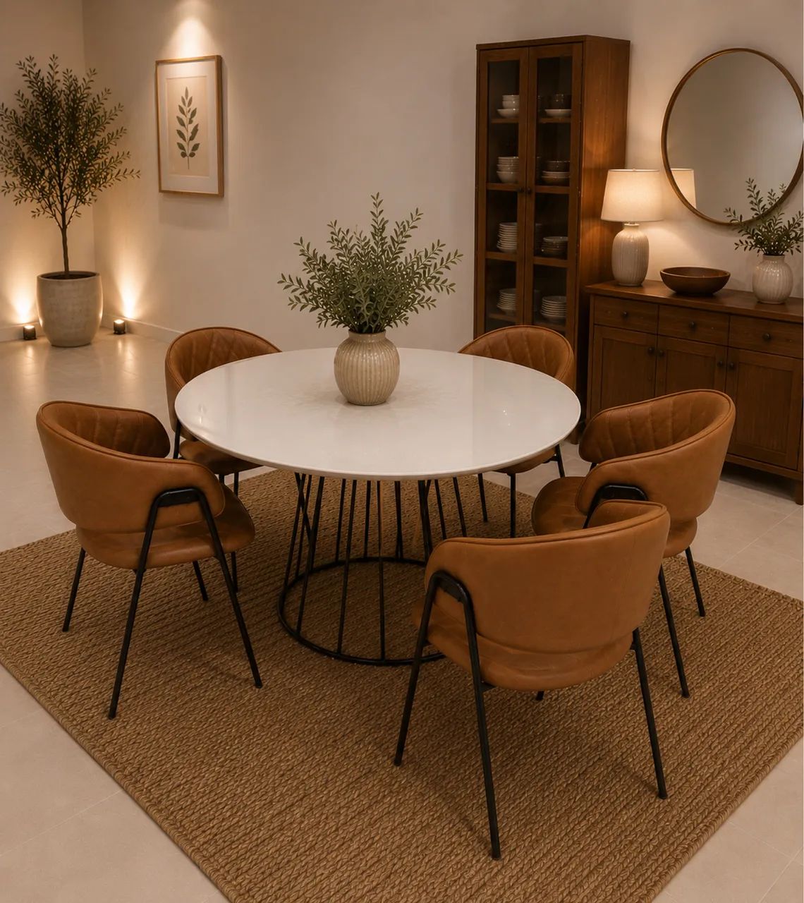 MESA DE JANTAR - 120x120 MT - COM 5 CADEIRAS