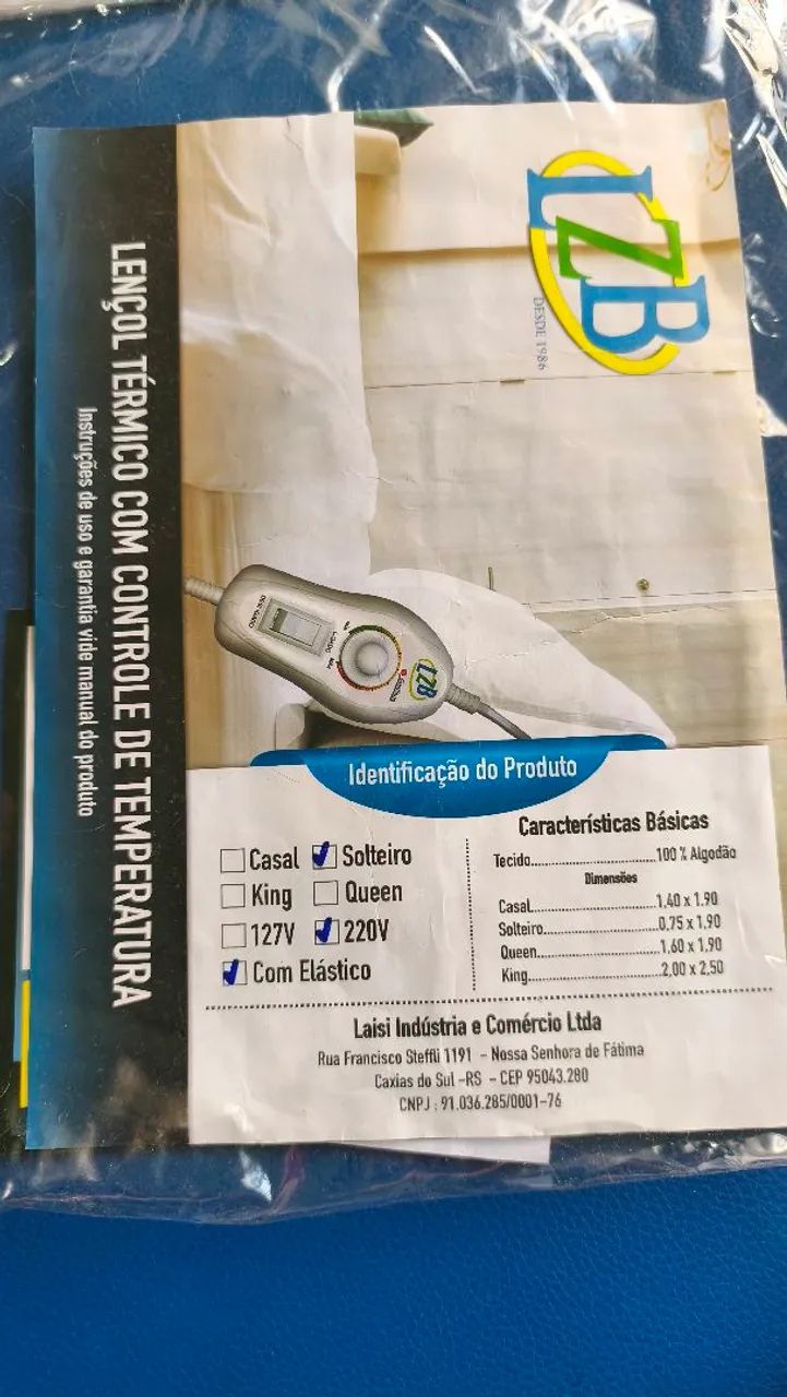 Lençol Térmico Solteiro com controle 220v marca LZB  - Foto 2