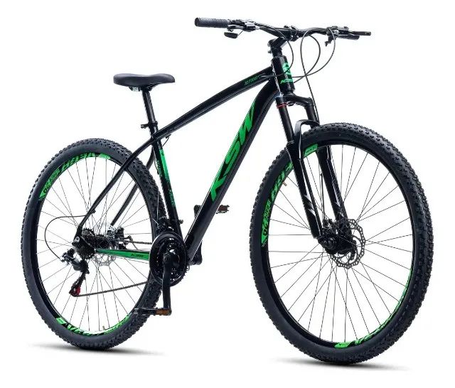 BICICLETA KSW ARO 29 - PRETA COM VERDE  - Foto 2