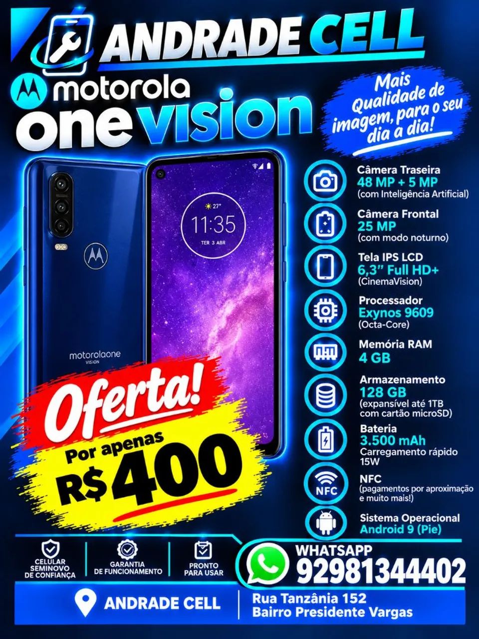 Motorola Onde Vision ---   R$ 350 - Foto 5
