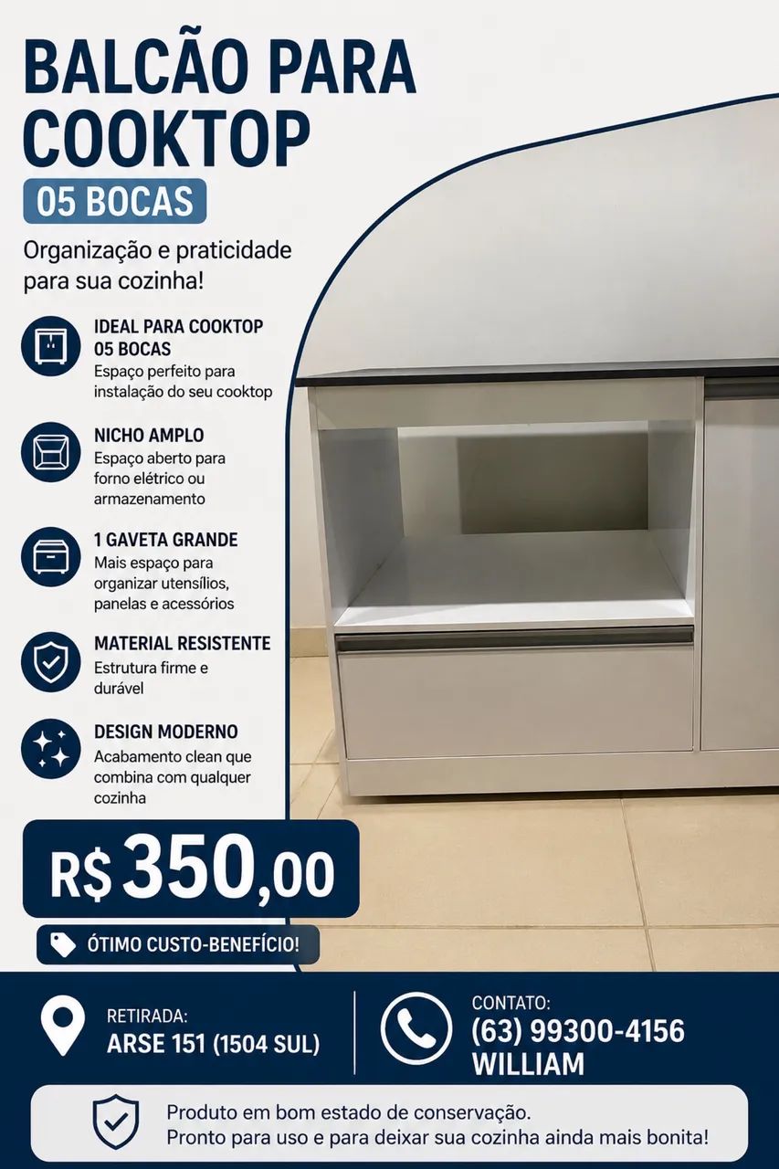 Balcão para Cooktop 05 bocas