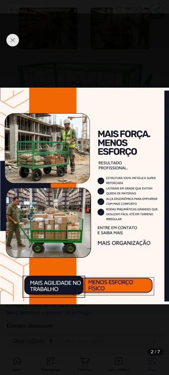 Carro plataforma carga pesada 500kg Resistente verde
