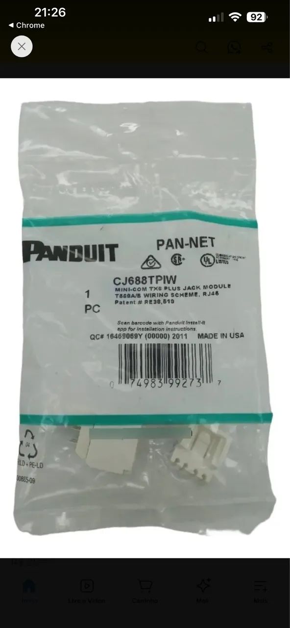 Keystone cat6 panduit