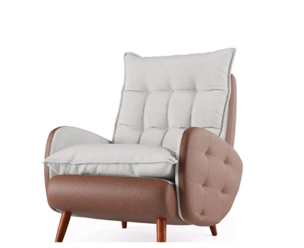 Poltrona com Puff Corino Marrom/Cinza Eloá Plus 73cm Marrom/Cinza - Foto 4