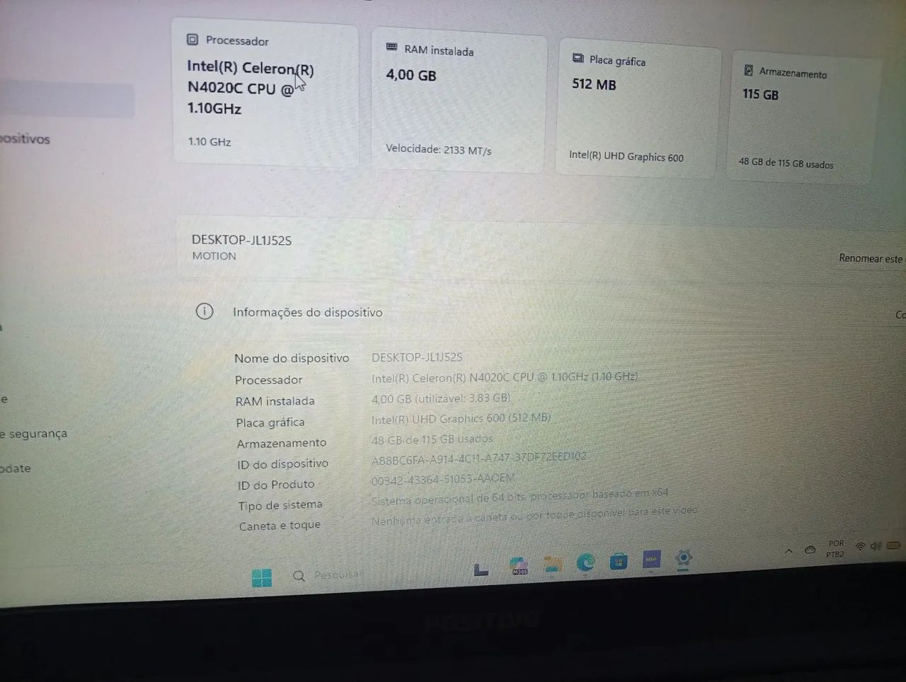 Notebook Positivo Motion C4128G-14