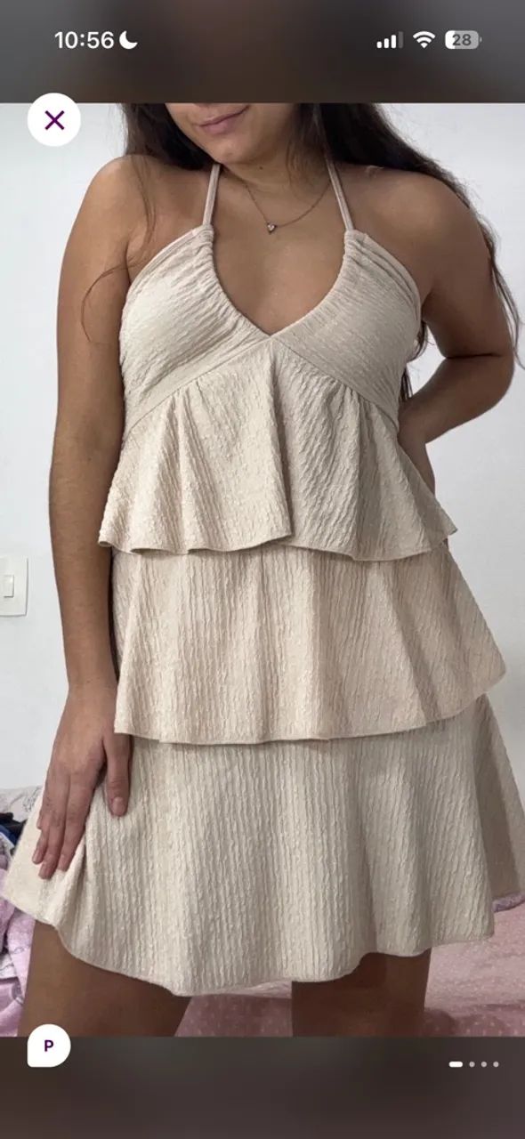Vestido Off White Babados 