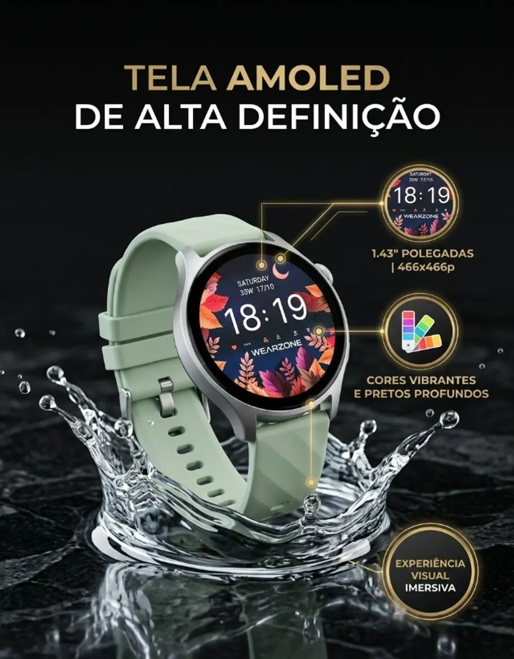 Smartwatch Wearzone Life Amoled 45mm Esportes iOS Android - Foto 2