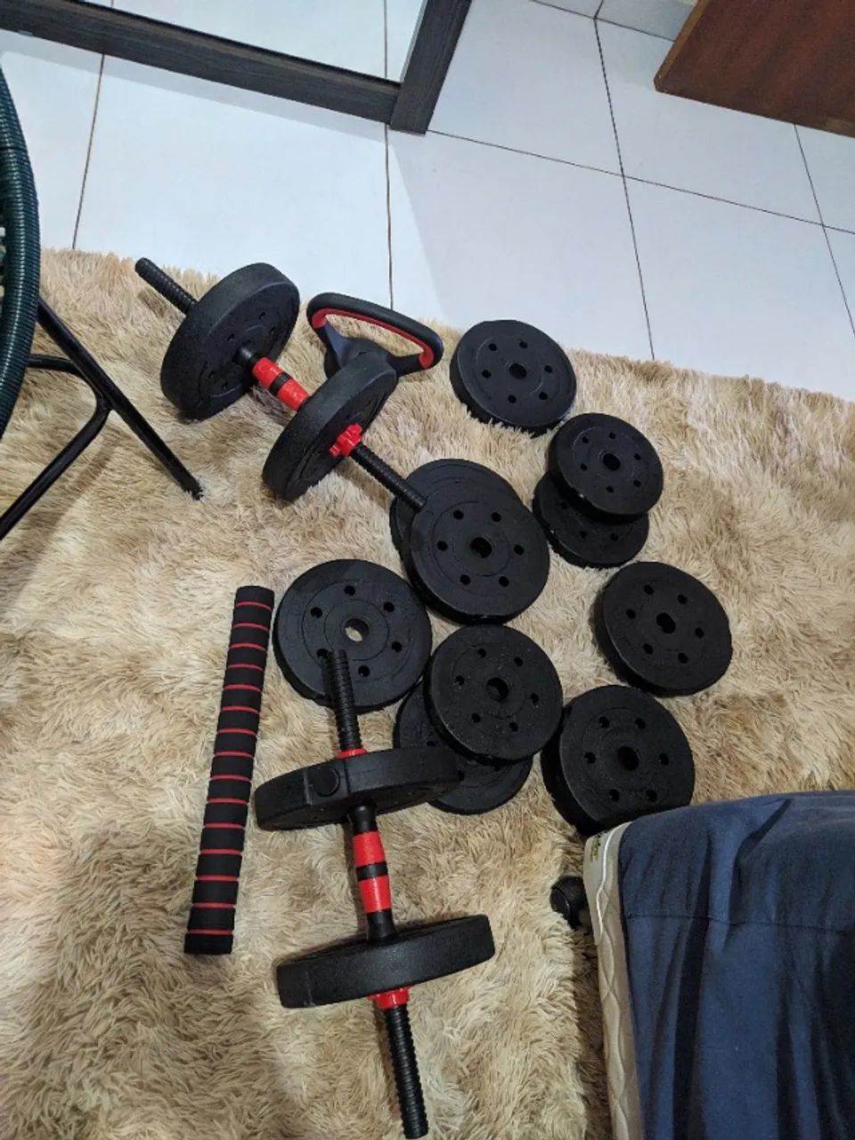 Halteres e barra rosqueáveis 20Kgs