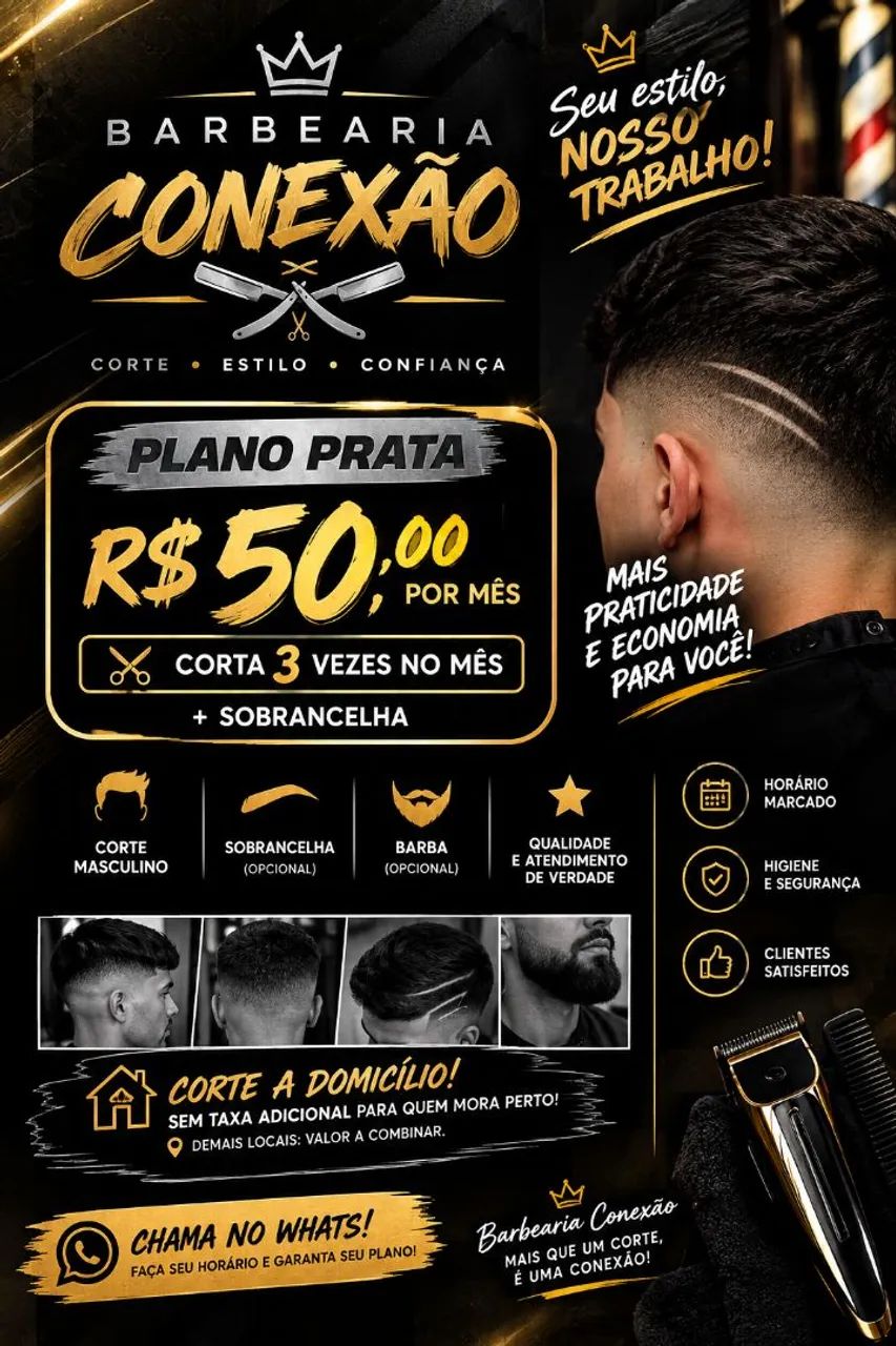 CORTE NA SUA CASA A PARTIR DE R$50! ? BARBEARIA CONEXÃOwpp *