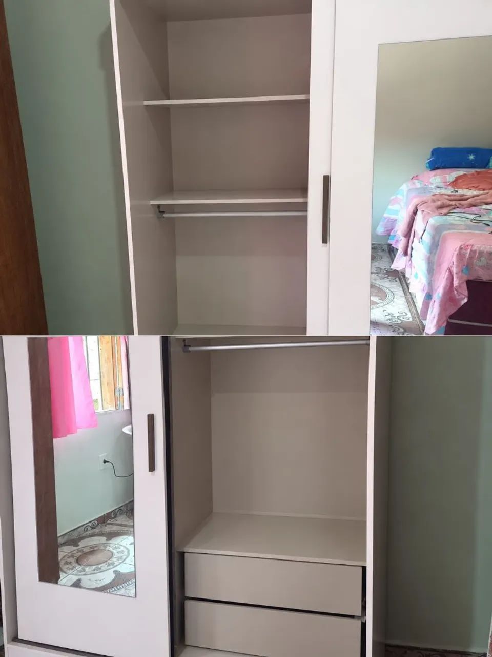 GUARDA ROUPA BRANCO SOLTEIRO 2 PORTA COM ESPELHO - Foto 3
