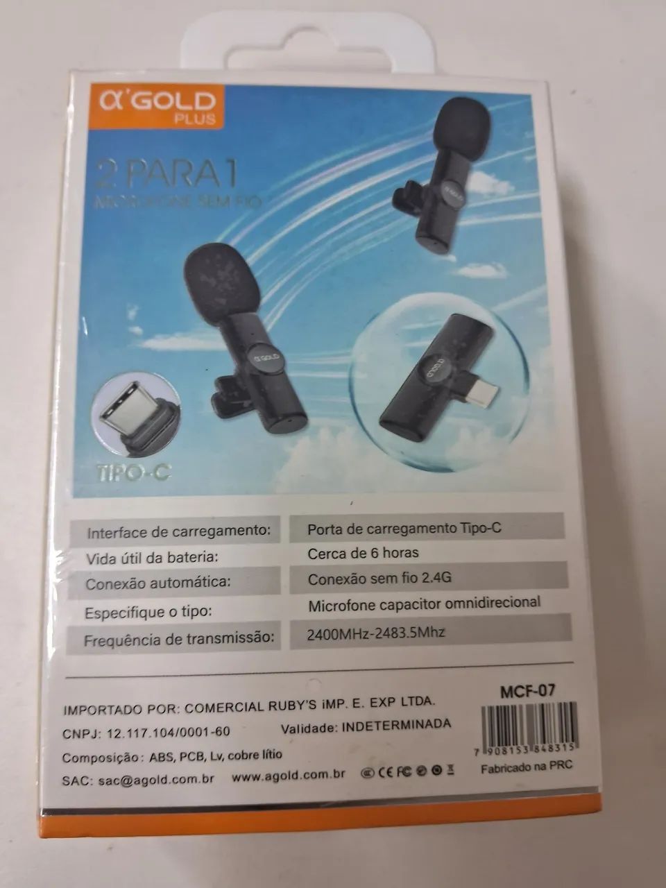 Microfone de Lapela Tipo C sem fio MCF-07 Gold - Foto 2