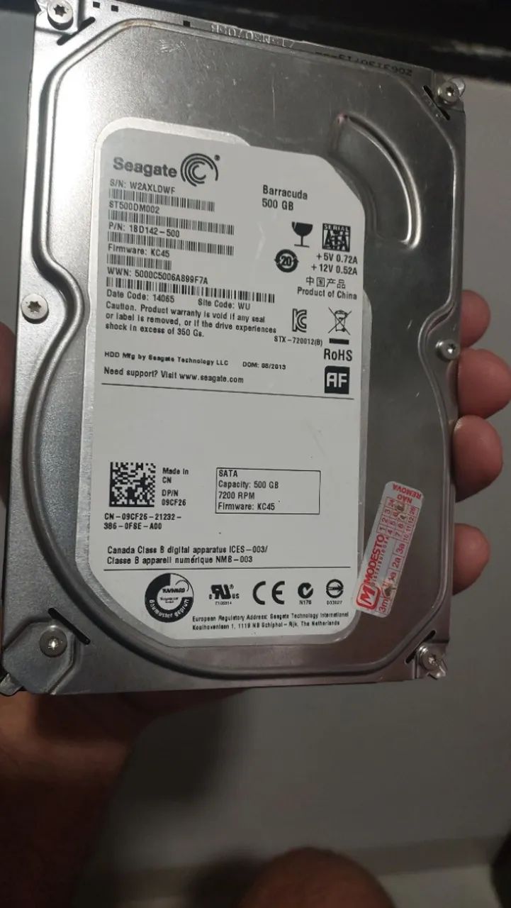 HD Seagate Barracuda 500GB SATA3 Testado e Saudável