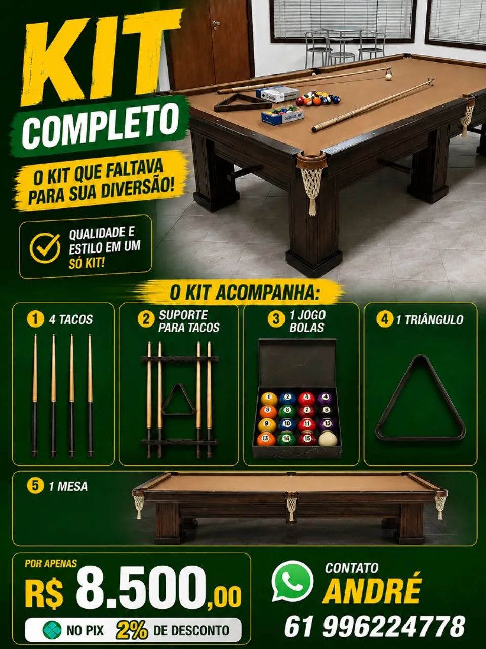 Mesa de sinuca completa 
